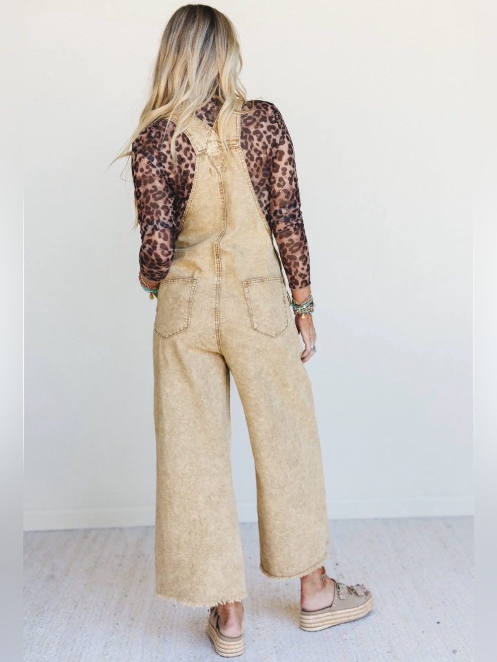 Easel Embroidered Floral Denim Overalls - Picture 6 of 8